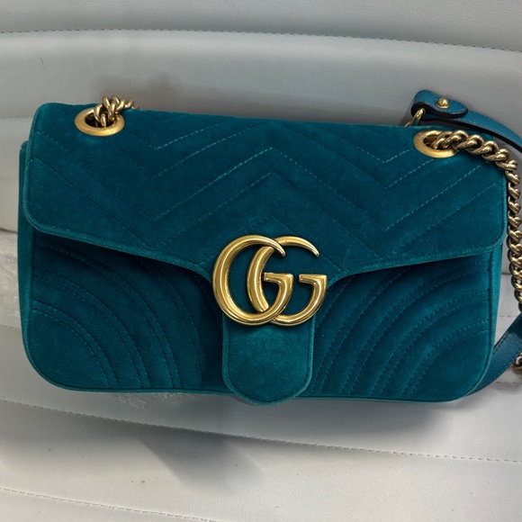 Gucci Turquoise Crossbody Bag with Gold Accents - Picture 1 of 1